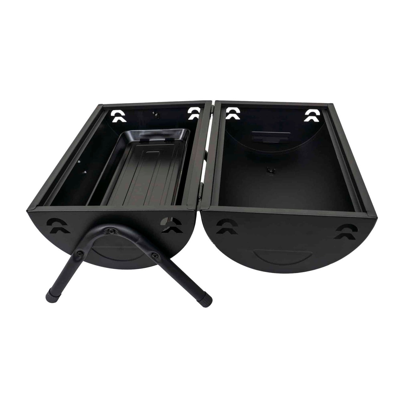 Gratar metalic cilindric negru cu 2 grile de gatit, dimensiuni 37.5x26x34 cm