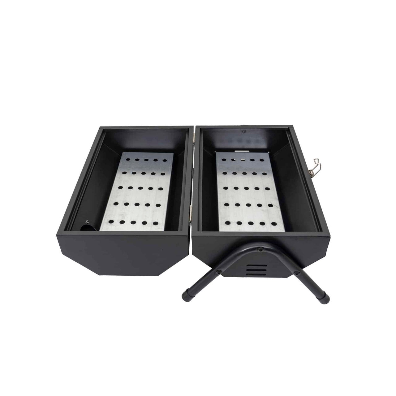 Gratar metalic hexagonal cu 2 grile de gatit, negru, dimensiuni 51.5x30 cm