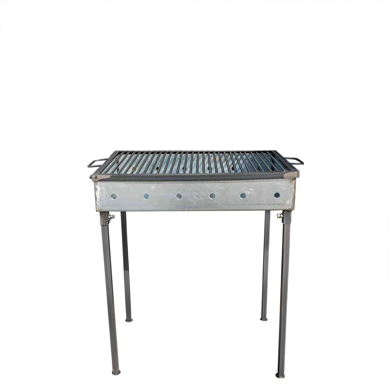 Gratar metalic pe carbuni 60x40 cm, grosime 3 mm, picioare demontabile