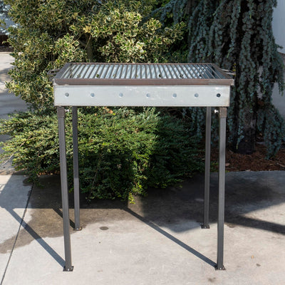 Gratar metalic pe carbuni 70x50 cm cu picioare detasabile si tabla de 2 mm