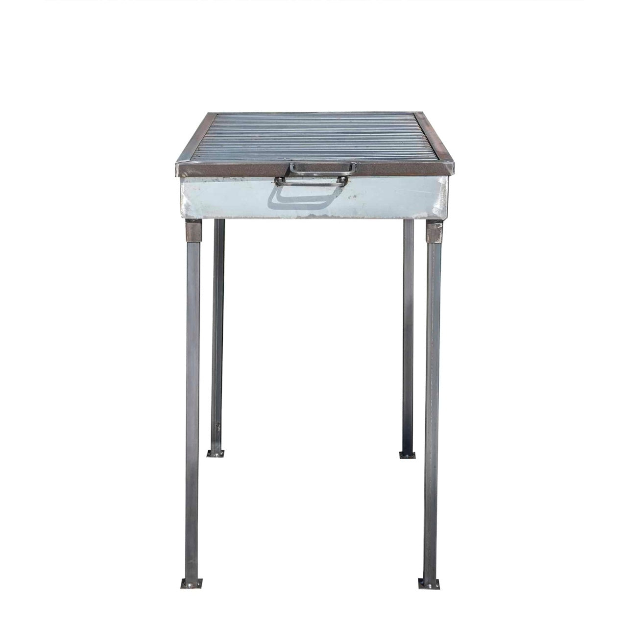 Gratar metalic pe carbuni 70x50 cm cu picioare detasabile si tabla de 2 mm