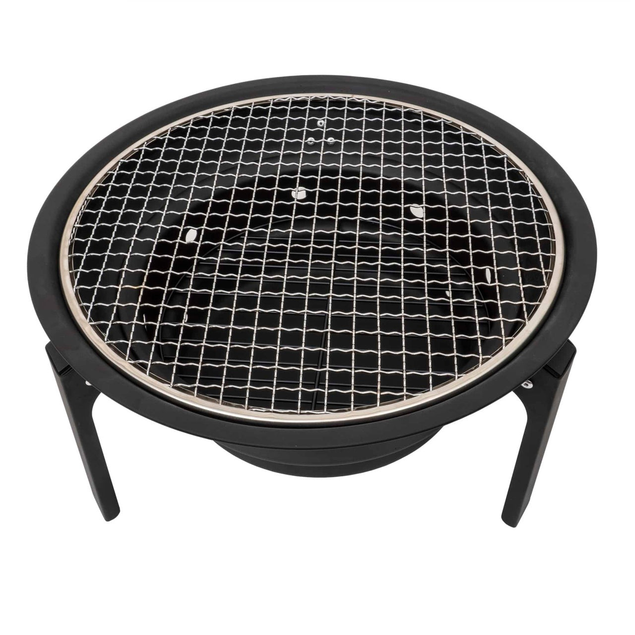 Gratar metalic pliabil pentru camping, rotund, diametru 35cm