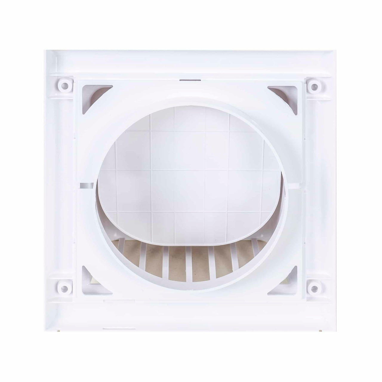 Grila evacuare cu clapeta Q125, plastic alb, rezistenta UV pentru ventilatie