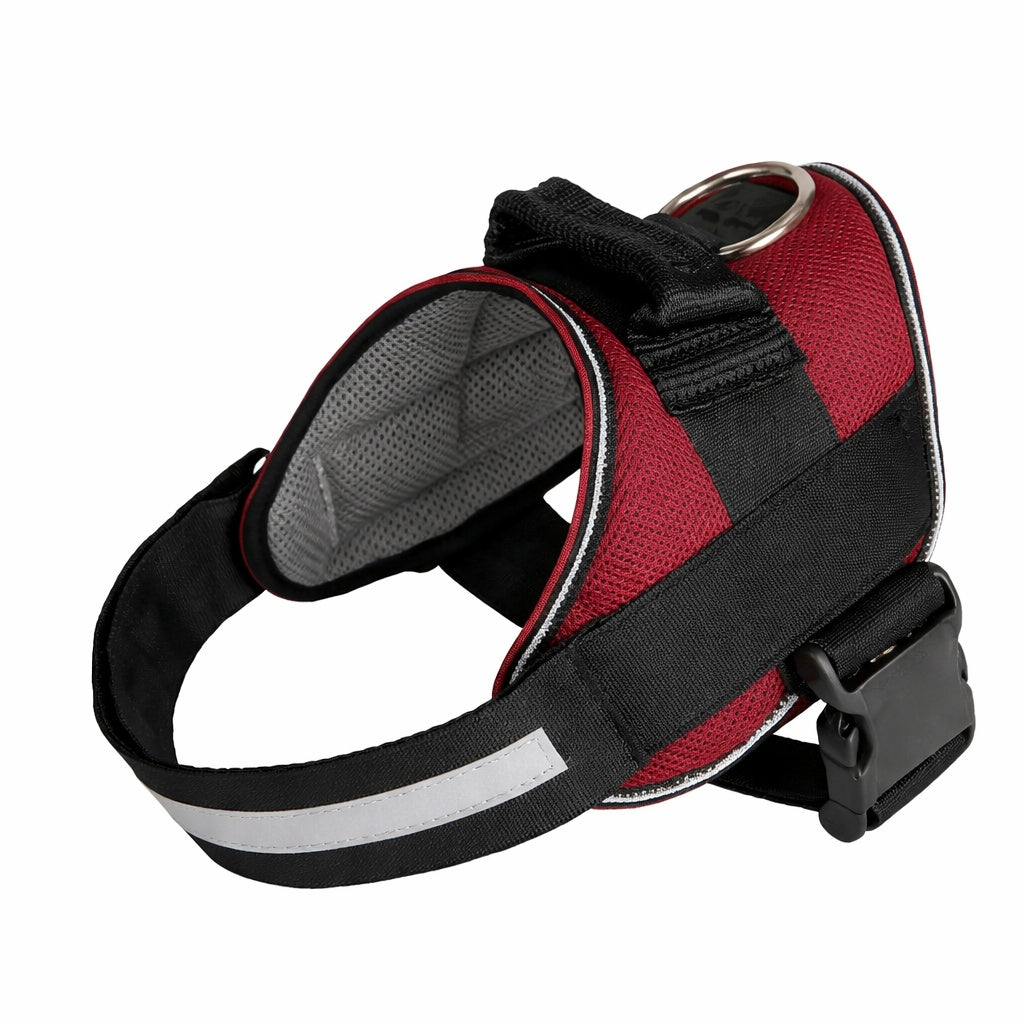 Ham reglabil pentru caini, poliester si aliaj durabil, respirabil, 40–70 kg, 82–115 cm, XXL, rosu