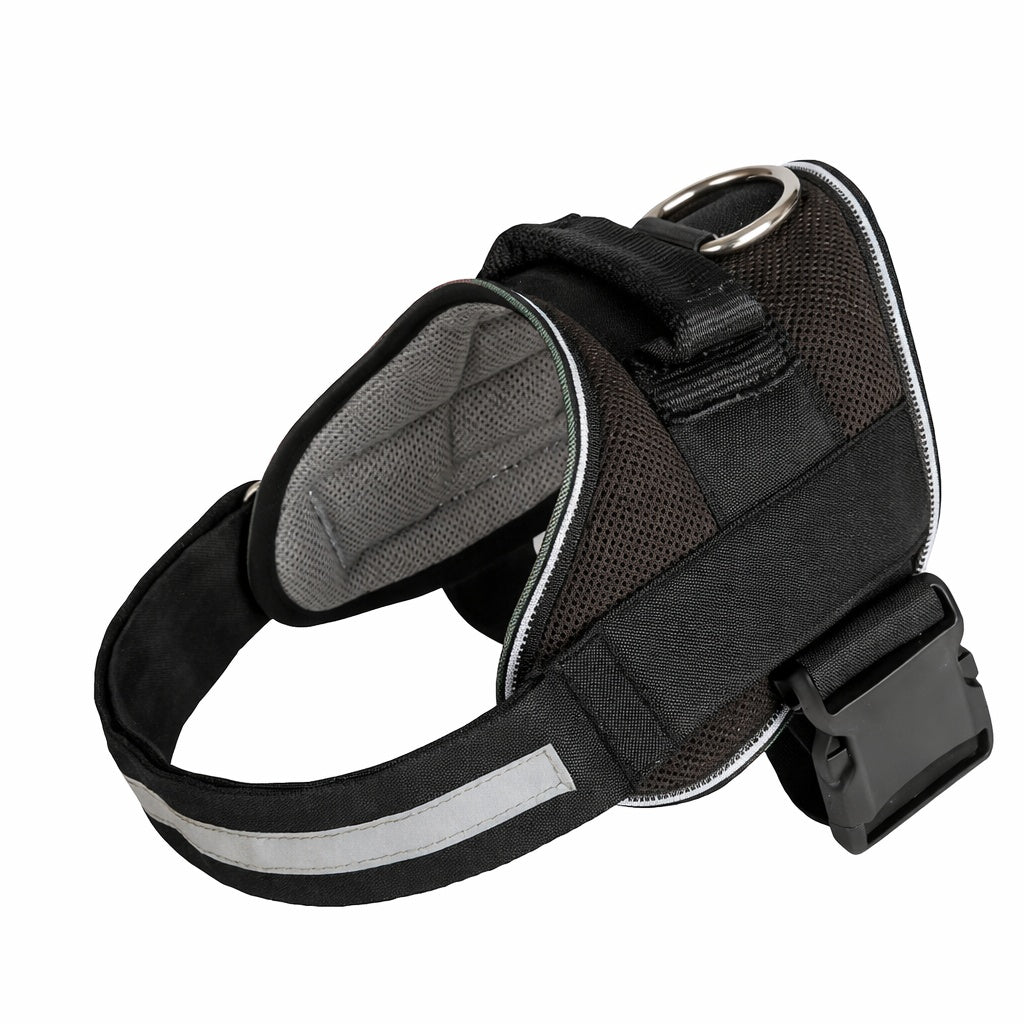 Ham reglabil pentru caini, poliester si aliaj durabil, respirabil, 40–70 kg, 82–115 cm, XXL, negru