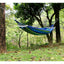Hamac din bumbac, pentru relaxare, dimensiuni 180 x 80 cm, cu bara de lemn, greutate maxima suportata 150kg, verde/albastru