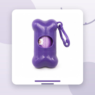 Dispenser Pungi Igienice pentru Câini, Formă de Os, cu Clemă, Mov – imagine 2