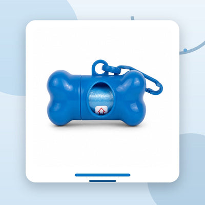 Dispenser Pungi Igienice pentru Câini, Formă de Os, cu Clemă, Albastru – imagine 2