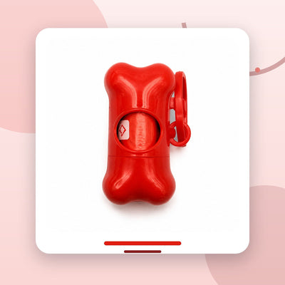 Dispenser Pungi Igienice pentru Câini, Formă de Os, cu Clemă, Roșu – imagine 2