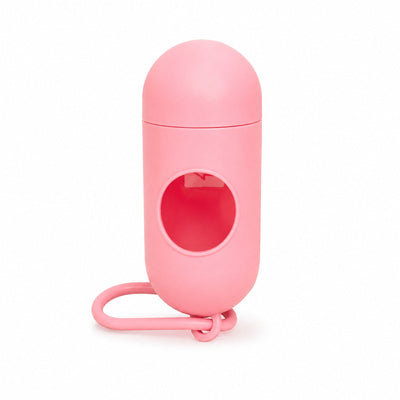 Dispenser Pungi Igienice pentru Câini, Formă Capsulă, cu Carabină, Roz Pal