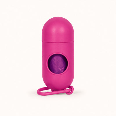 Dispenser Pungi Igienice pentru Câini, Formă Capsulă, cu Carabină, Fucsia