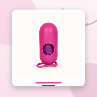 Dispenser Pungi Igienice pentru Câini, Formă Capsulă, cu Carabină, Fucsia – imagine 2