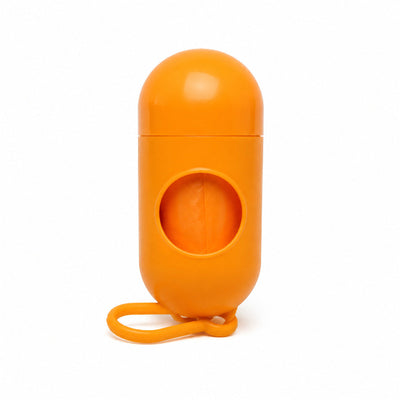Dispenser Pungi Igienice pentru Câini, Formă Capsulă, cu Carabină, Portocaliu