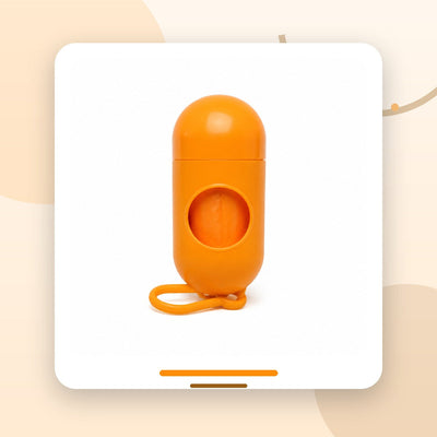 Dispenser Pungi Igienice pentru Câini, Formă Capsulă, cu Carabină, Portocaliu – imagine 2