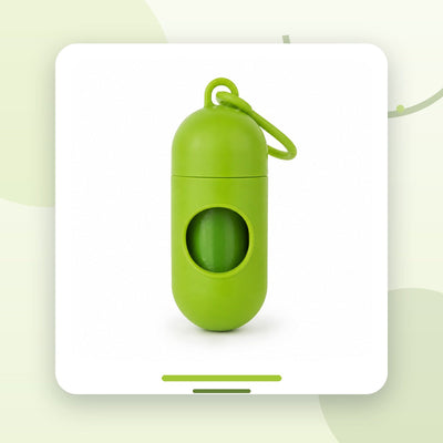 Dispenser Pungi Igienice pentru Câini, Formă Capsulă, cu Carabină, Verde – imagine 2