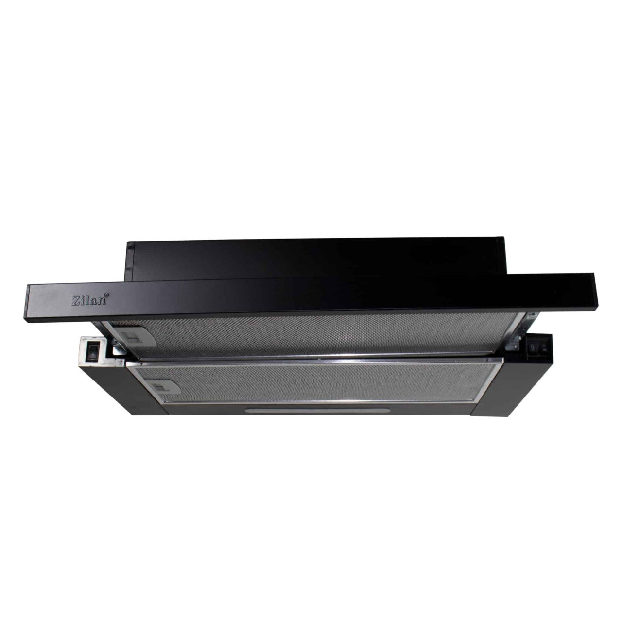 Hota telescopica incorporabila, motor dublu, 420 m3/h, 2 filtre aluminiu, neagra