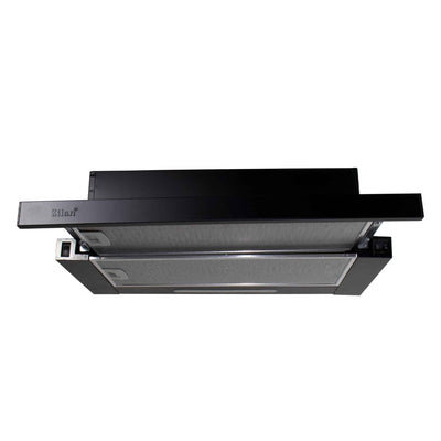 Hota telescopica incorporabila, motor dublu, 420 m3/h, 2 filtre aluminiu, neagra