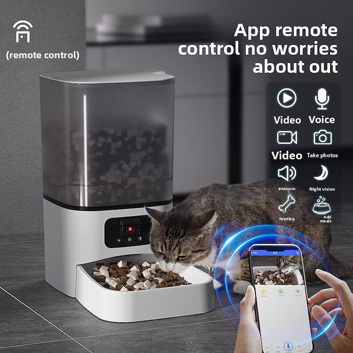 Hranitor inteligent pentru animale, 6L cu camera, programabil, cu functie de convorbire