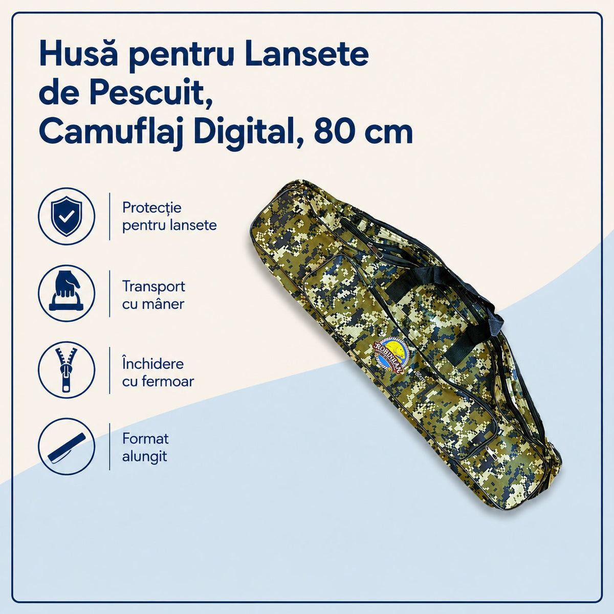 Husă pentru Lansete de Pescuit, Camuflaj Digital, 80 cm – caracteristici și beneficii