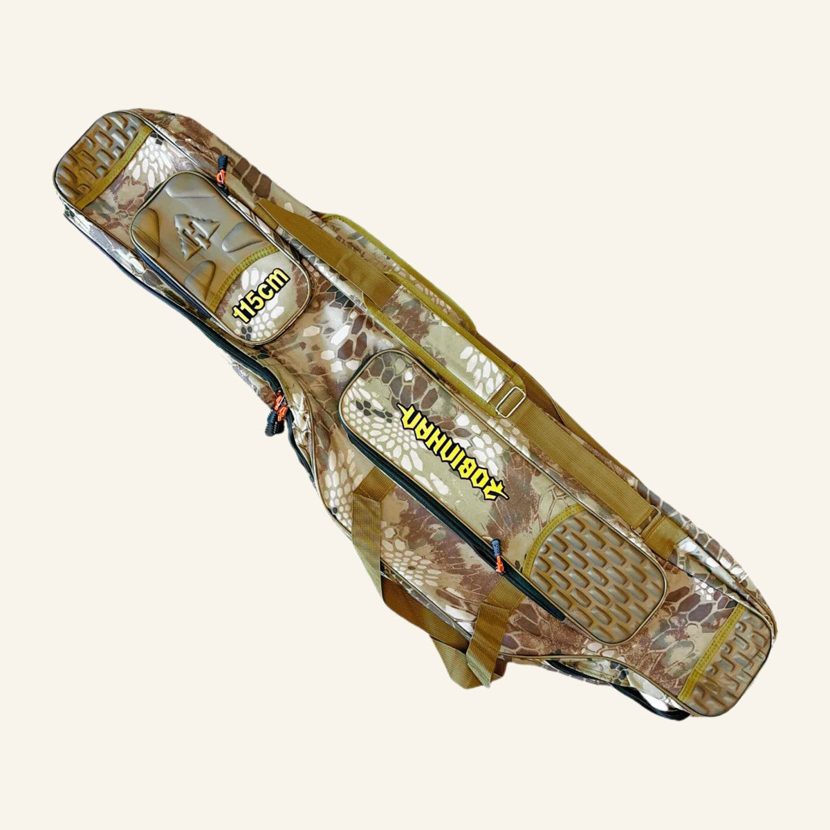 Husă Rigidizată pentru Lansete de Pescuit, Camuflaj, 115 cm – imagine de catalog pe fundal alb cald