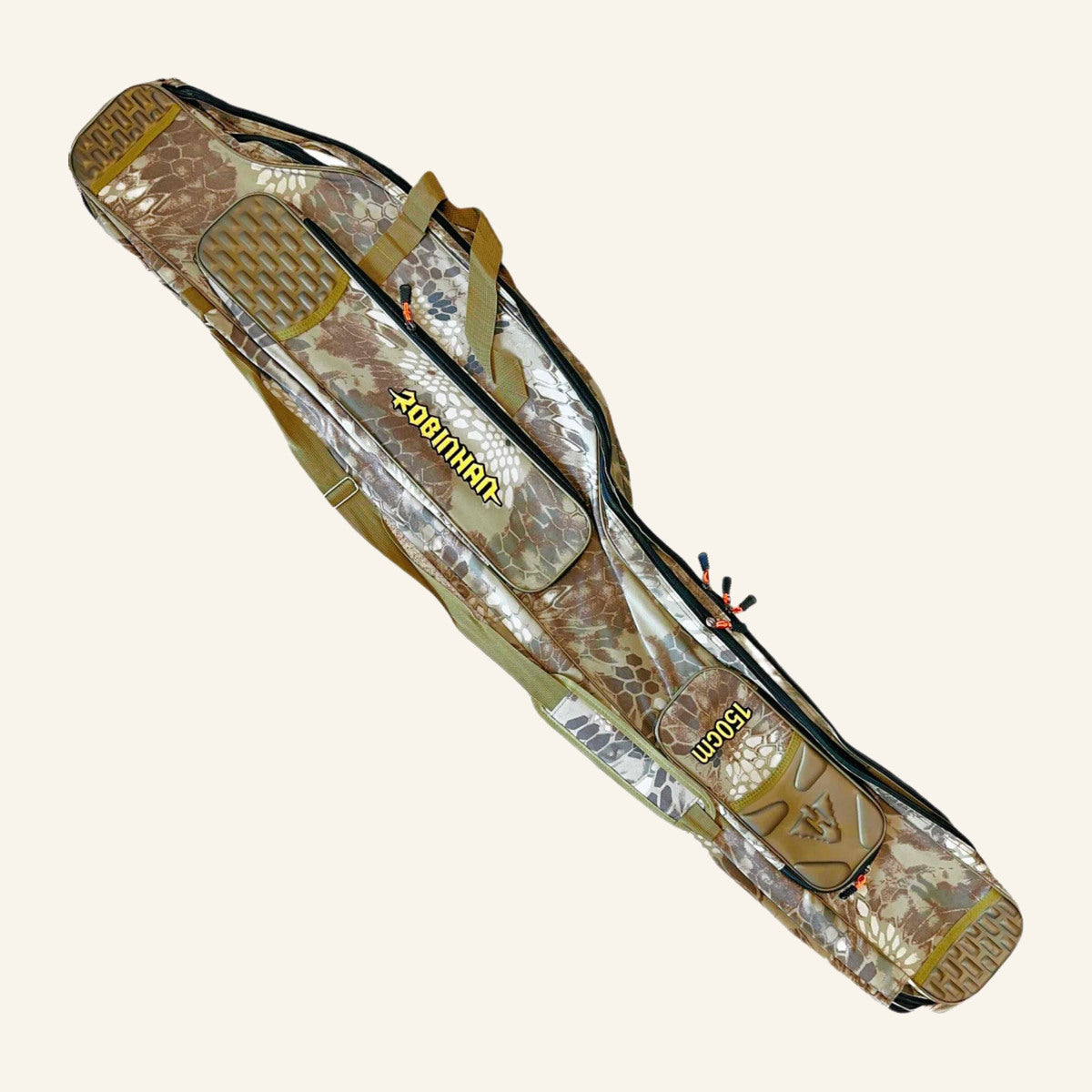 Husă Rigidizată pentru Lansete de Pescuit, Camuflaj, 150 cm – imagine de catalog pe fundal alb cald