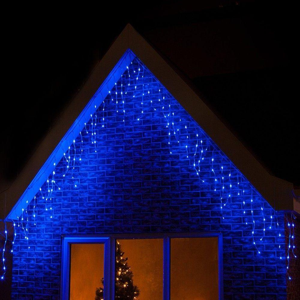 Instalație LED tip țurțuri, 120 LED-uri, 5,5 m, albastră – imagine 1