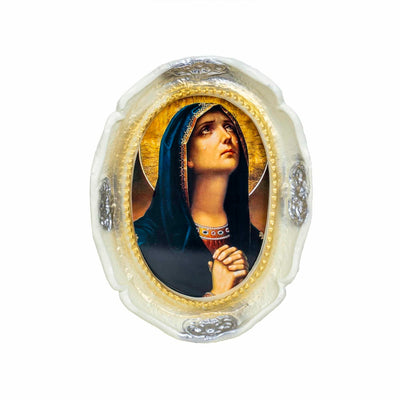 Icoana de perete Maica Domnului, rasina, 35x27 cm, alb