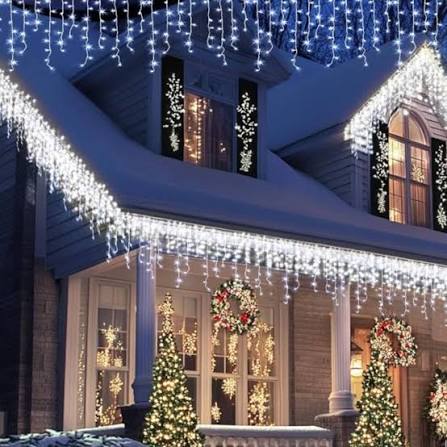Instalație LED tip țurțuri, 2000 LED-uri, 100 m, alb rece – imagine 1