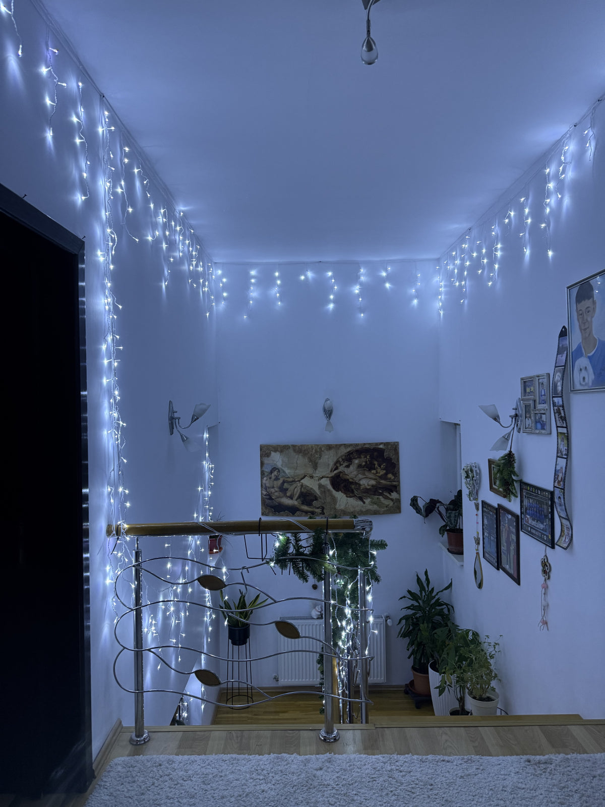 Instalație LED tip țurțuri, 1000 LED-uri, 50 m, alb rece – imagine 4