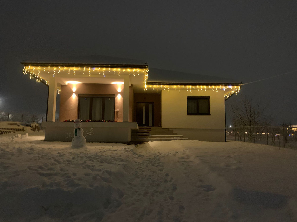 Instalație LED tip țurțuri, 1500 LED-uri, 75 m, alb cald – imagine 4