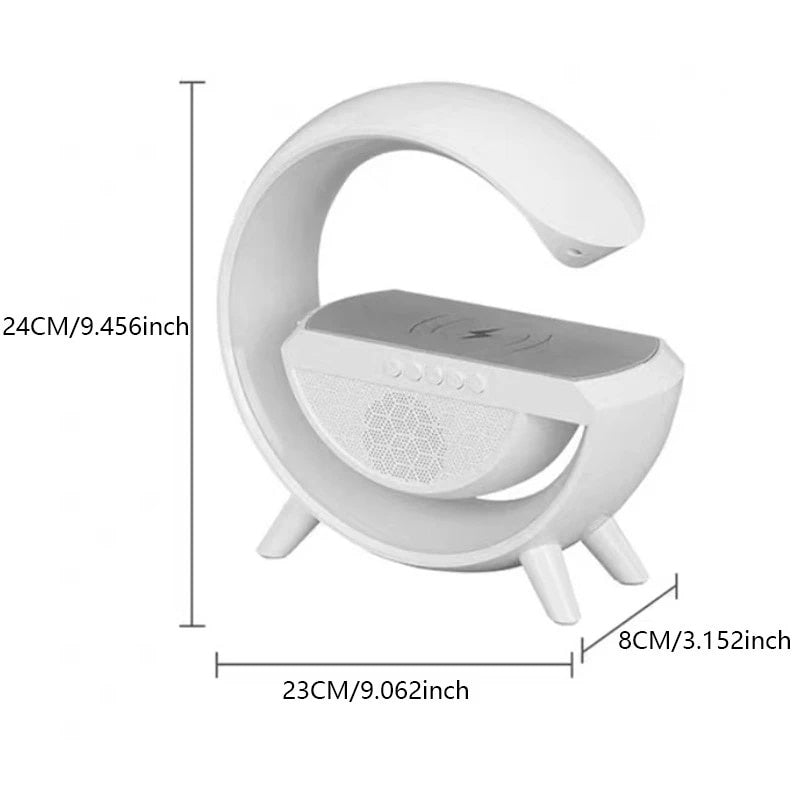 Incarcator fara fir, ceas cu alarma, difuzor bluetooth, lampa de noptiera, multicolor