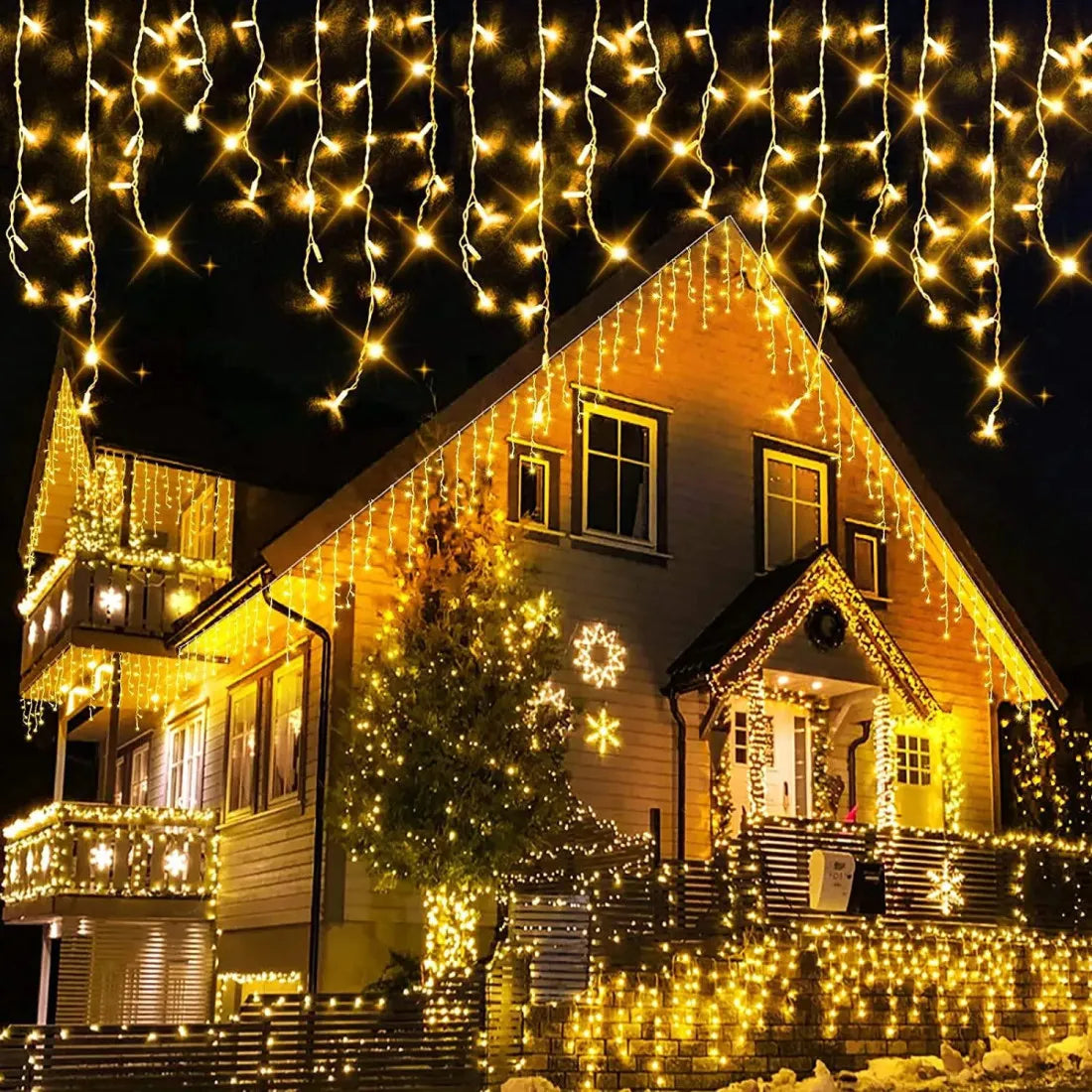 Instalație LED tip țurțuri, 200 LED-uri, 10 m, alb cald – imagine 2