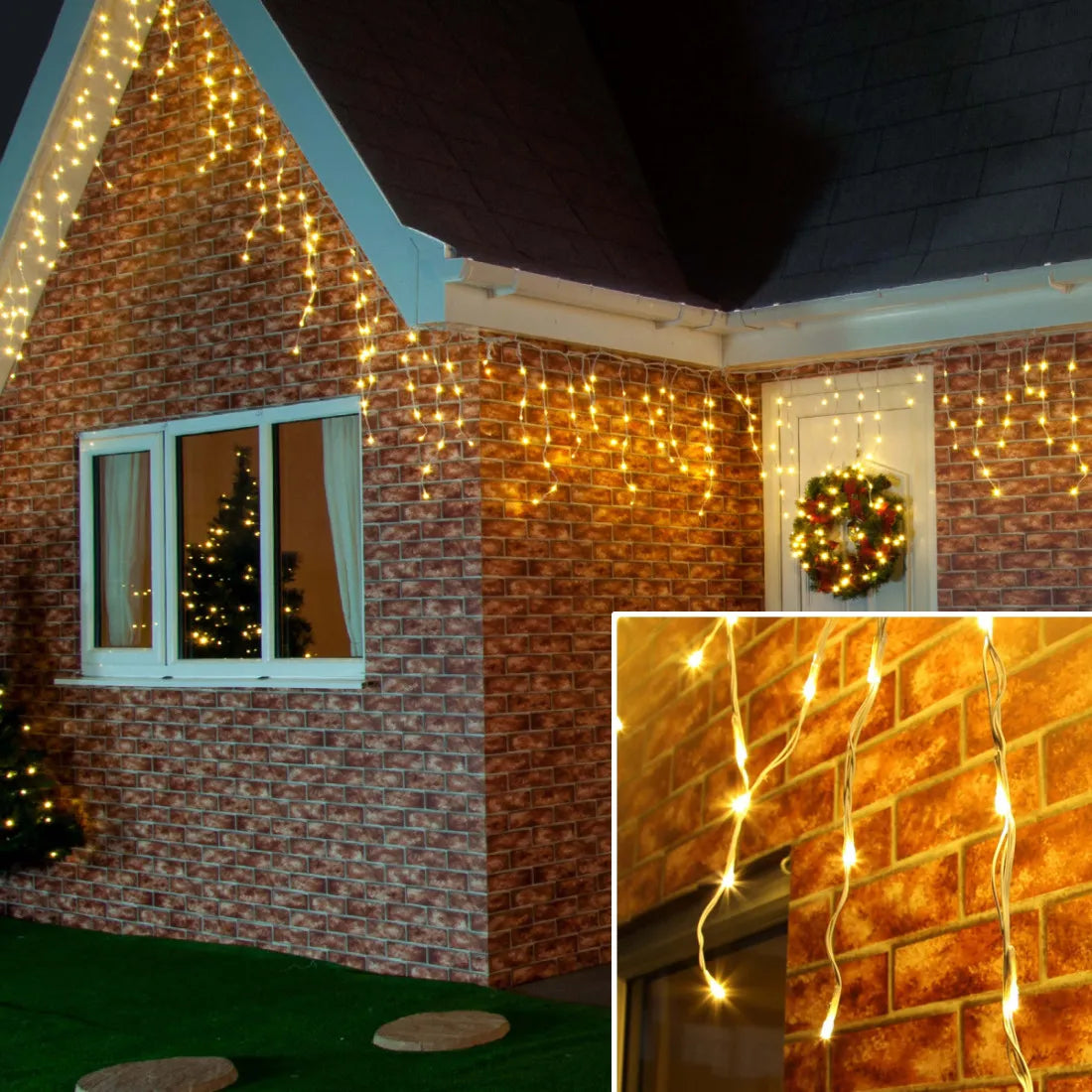 Instalație LED tip țurțuri, 200 LED-uri, 10 m, alb cald – imagine 1