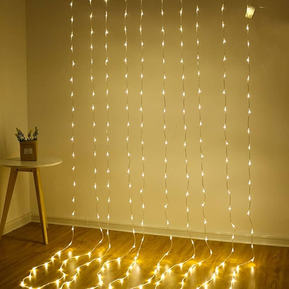 Perdea luminoasă LED, 240 LED-uri, 5 × 1 m, alb cald – imagine 1