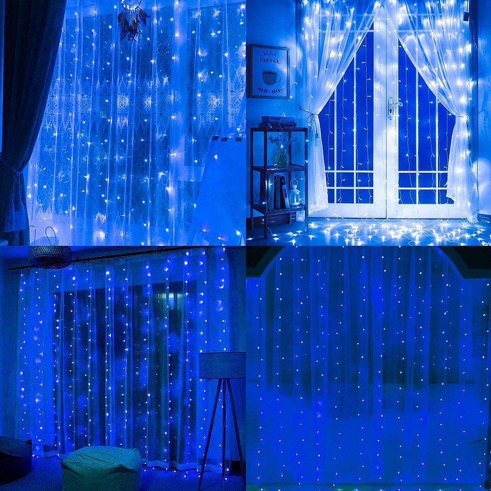 Perdea luminoasă LED, 240 LED-uri, 5 × 1 m, albastră – imagine 1