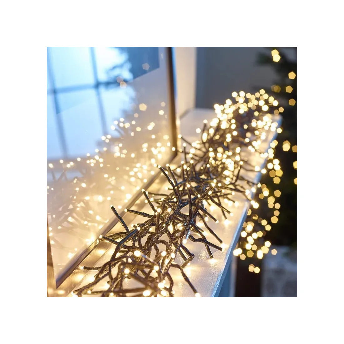 Instalație luminoasă LED tip cluster, 960 LED-uri, 20 m, alb cald – imagine 3