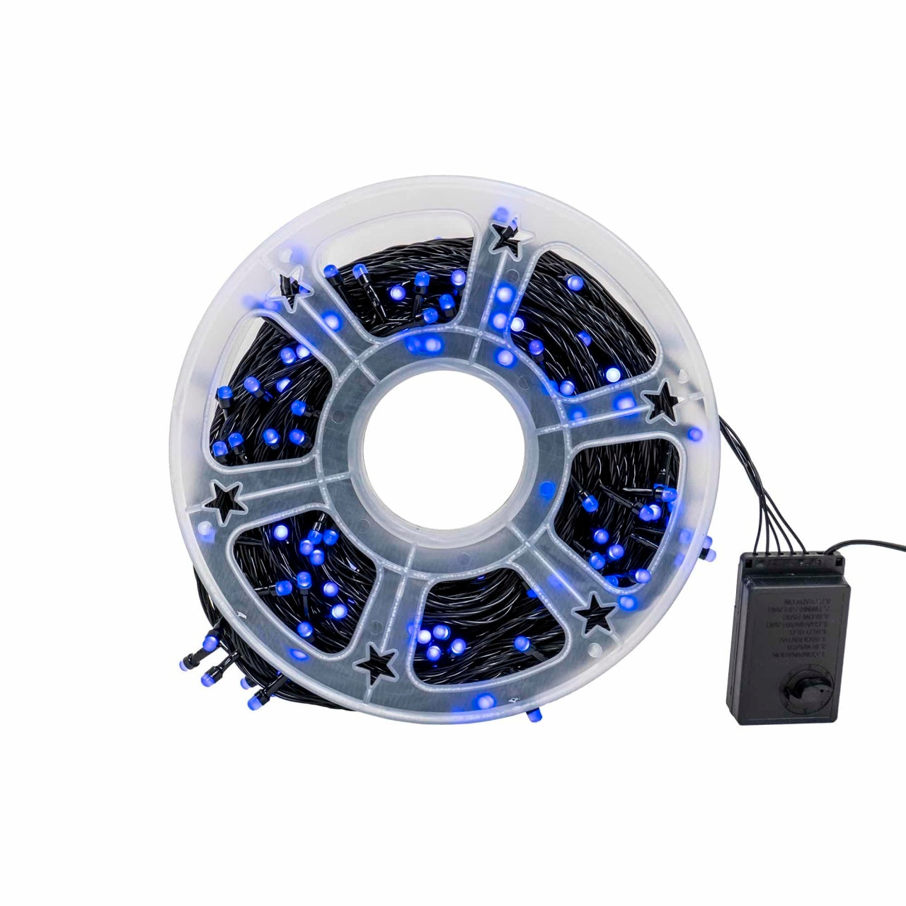 Instalatie Craciun interior 50m, 240 LED-uri, 8 jocuri de lumini, fir negru, lumina albastra
