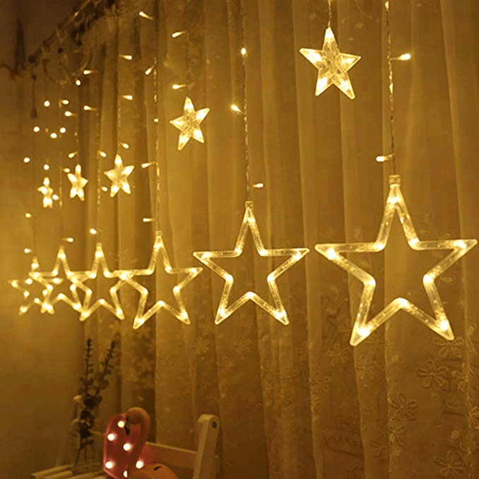 Perdea luminoasă LED, stele, 110 LED-uri, 3 × 1 m, alb cald – imagine 4