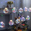 Instalatie Craciun, tip perdea luminoasa, 10 globuri cu Mos Craciun, cu jocuri de lumini, multicolor