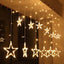 Instalatie Craciun tip perdea luminoasa, ploaie de stele, 8 moduri de iluminare, alimentare 220-240V, lungime 3,5 m, alb cald