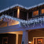 Instalatie de Craciun, curgatoare, tip turturi, cu jocuri de lumini, lungime 20m, 430 LED-uri, conectare la retea, alb