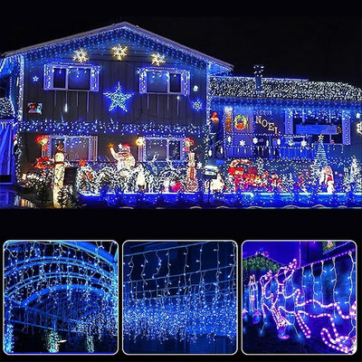 Instalatie de Craciun, curgatoare, tip turturi, cu jocuri de lumini, lungime 20m, 430 LED-uri, conectare la retea, multicolor