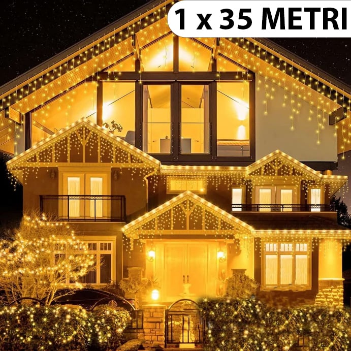 Instalație LED tip țurțuri, 700 LED-uri, 35 m, alb cald – imagine 4