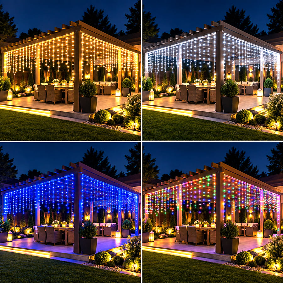 Perdea luminoasă LED, 12 × 1 m, alb rece – imagine 4