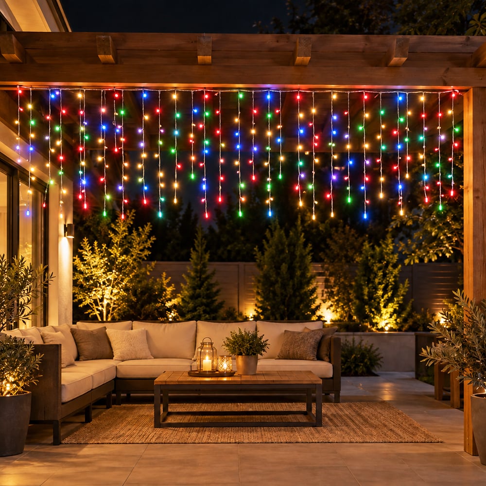 Perdea luminoasă LED, 6 × 1 m, multicoloră – imagine 2