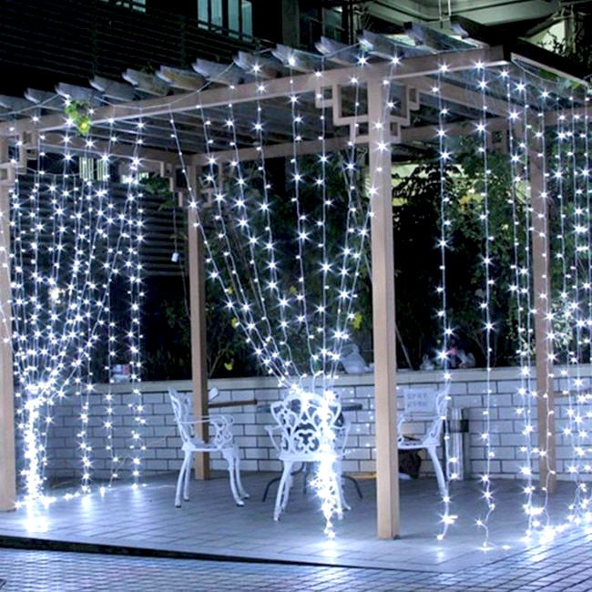 Perdea luminoasă LED, 480 LED-uri, 3 × 6 m, alb rece – imagine 3