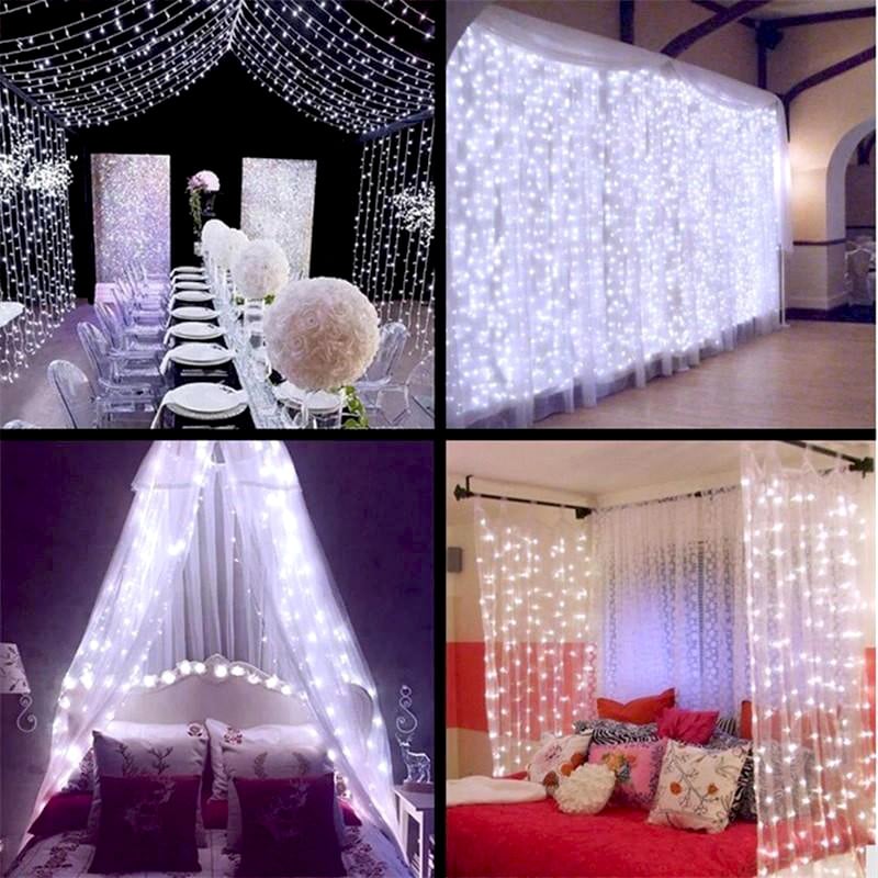 Perdea luminoasă LED, 480 LED-uri, 3 × 6 m, alb rece – imagine 4