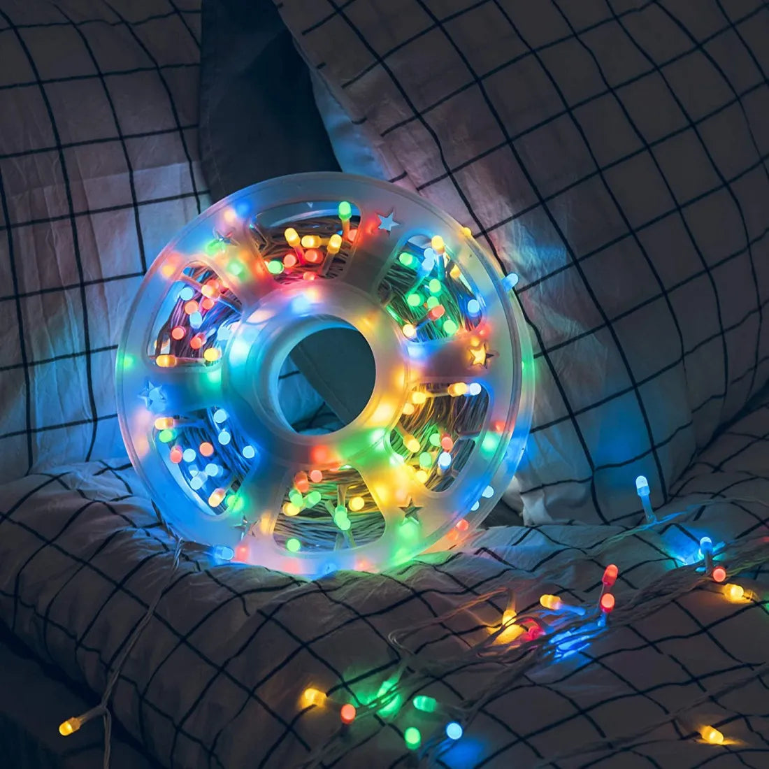 Instalație luminoasă LED pe rolă, 50 m, multicoloră – imagine 2
