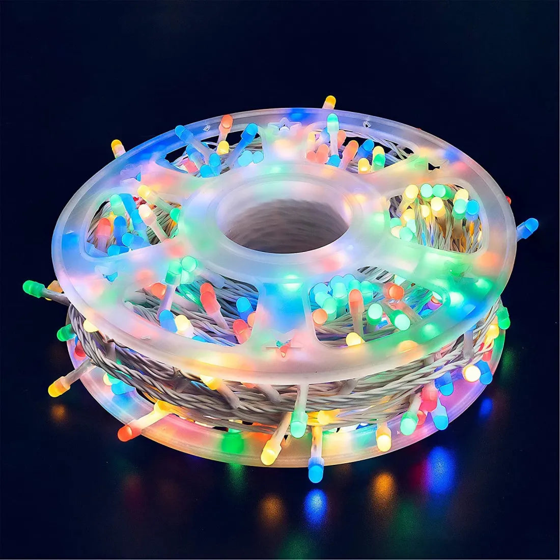 Instalație luminoasă LED pe rolă, 50 m, multicoloră – imagine 1