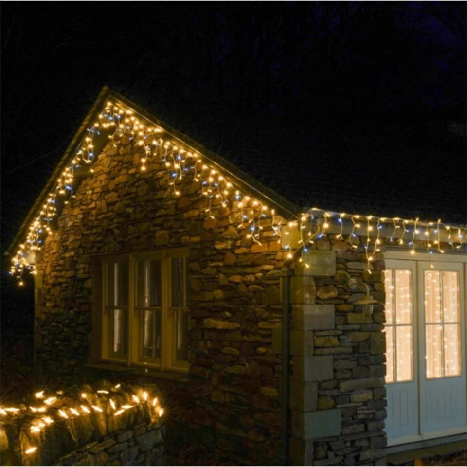 Instalație LED tip țurțuri, 240 LED-uri, 12 m, alb cald – imagine 1